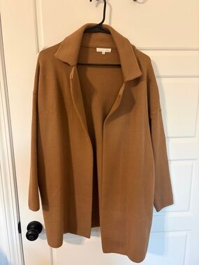 Open-Front Camel Coatigan Jacket - Women